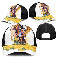 Melbourne Cup Australia Baseball Net Cap Horse Racing Horseshoe Mix Yellow Roses - Wonder Print Shop