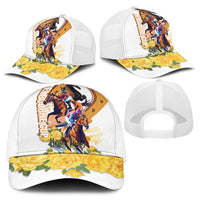 Melbourne Cup Australia Baseball Net Cap Horse Racing Horseshoe Mix Yellow Roses - Wonder Print Shop