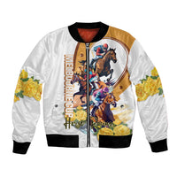 Melbourne Cup Australia Bomber Jacket Horse Racing Horseshoe Mix Yellow Roses - Wonder Print Shop