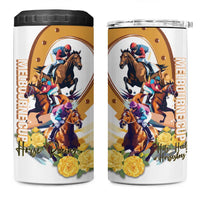 Melbourne Cup Australia 4 in 1 Can Cooler Tumbler Horse Racing Horseshoe Mix Yellow Roses - Wonder Print Shop
