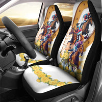 Melbourne Cup Australia Car Seat Cover Horse Racing Horseshoe Mix Yellow Roses - Wonder Print Shop
