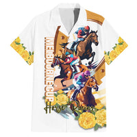 Melbourne Cup Australia Family Matching Summer Maxi Dress and Hawaiian Shirt Horse Racing Horseshoe Mix Yellow Roses - Wonder Print Shop