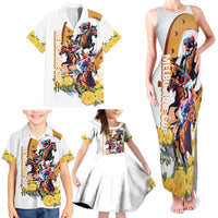 Melbourne Cup Australia Family Matching Tank Maxi Dress and Hawaiian Shirt Horse Racing Horseshoe Mix Yellow Roses - Wonder Print Shop