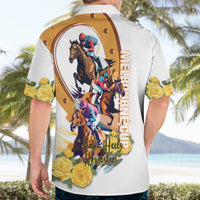 Melbourne Cup Australia Hawaiian Shirt Horse Racing Horseshoe Mix Yellow Roses - Wonder Print Shop