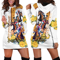 Melbourne Cup Australia Hoodie Dress Horse Racing Horseshoe Mix Yellow Roses - Wonder Print Shop