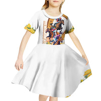 Melbourne Cup Australia Kid Short Sleeve Dress Horse Racing Horseshoe Mix Yellow Roses - Wonder Print Shop