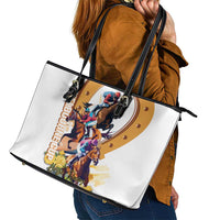 Melbourne Cup Australia Leather Tote Bag Horse Racing Horseshoe Mix Yellow Roses - Wonder Print Shop