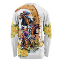 Melbourne Cup Australia Long Sleeve Shirt Horse Racing Horseshoe Mix Yellow Roses - Wonder Print Shop