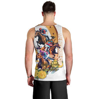 Melbourne Cup Australia Men Tank Top Horse Racing Horseshoe Mix Yellow Roses - Wonder Print Shop
