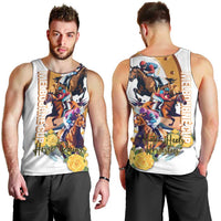 Melbourne Cup Australia Men Tank Top Horse Racing Horseshoe Mix Yellow Roses - Wonder Print Shop