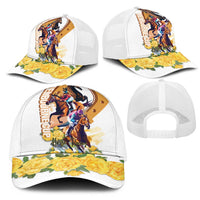 Melbourne Cup Australia Mesh Trucker Cap Horse Racing Horseshoe Mix Yellow Roses - Wonder Print Shop