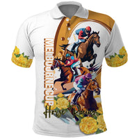 Melbourne Cup Australia Polo Shirt Horse Racing Horseshoe Mix Yellow Roses - Wonder Print Shop