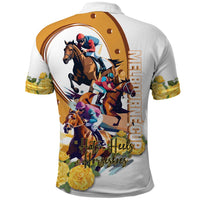 Melbourne Cup Australia Polo Shirt Horse Racing Horseshoe Mix Yellow Roses - Wonder Print Shop