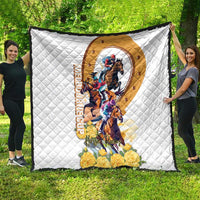 Melbourne Cup Australia Quilt Horse Racing Horseshoe Mix Yellow Roses - Wonder Print Shop