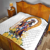 Melbourne Cup Australia Quilt Horse Racing Horseshoe Mix Yellow Roses - Wonder Print Shop