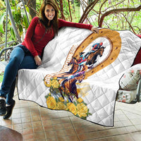 Melbourne Cup Australia Quilt Horse Racing Horseshoe Mix Yellow Roses - Wonder Print Shop