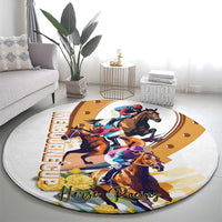 Melbourne Cup Australia Round Carpet Horse Racing Horseshoe Mix Yellow Roses - Wonder Print Shop