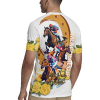 Melbourne Cup Australia Rugby Jersey Horse Racing Horseshoe Mix Yellow Roses - Wonder Print Shop
