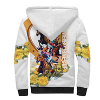 Melbourne Cup Australia Sherpa Hoodie Horse Racing Horseshoe Mix Yellow Roses - Wonder Print Shop
