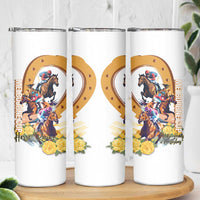 Melbourne Cup Australia Skinny Tumbler Horse Racing Horseshoe Mix Yellow Roses - Wonder Print Shop