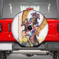 Melbourne Cup Australia Spare Tire Cover Horse Racing Horseshoe Mix Yellow Roses - Wonder Print Shop