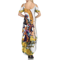 Melbourne Cup Australia Summer Maxi Dress Horse Racing Horseshoe Mix Yellow Roses - Wonder Print Shop