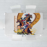 Melbourne Cup Australia Tablecloth Horse Racing Horseshoe Mix Yellow Roses - Wonder Print Shop