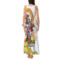 Melbourne Cup Australia Tank Maxi Dress Horse Racing Horseshoe Mix Yellow Roses - Wonder Print Shop