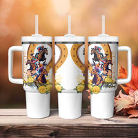 Melbourne Cup Australia Tumbler With Handle Horse Racing Horseshoe Mix Yellow Roses - Wonder Print Shop