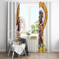 Melbourne Cup Australia Window Curtain Horse Racing Horseshoe Mix Yellow Roses - Wonder Print Shop