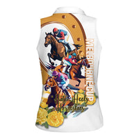 Melbourne Cup Australia Women Sleeveless Polo Shirt Horse Racing Horseshoe Mix Yellow Roses - Wonder Print Shop