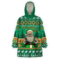 Personalised Ireland Christmas Wearable Blanket Hoodie Irish Santa Claus Nollaig Shona Duit - Wonder Print Shop