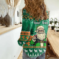 Personalised Ireland Christmas Women Casual Shirt Irish Santa Claus Nollaig Shona Duit - Wonder Print Shop