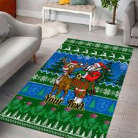 Personalised Scotland Christmas Area Rug Scottish Santa With Reindeer Nollaig Chridheil - Wonder Print Shop