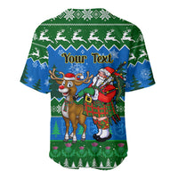 Personalised Scotland Christmas Baseball Jersey Scottish Santa With Reindeer Nollaig Chridheil - Wonder Print Shop
