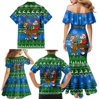 Personalised Scotland Christmas Family Matching Mermaid Dress and Hawaiian Shirt Scottish Santa With Reindeer Nollaig Chridheil - Wonder Print Shop