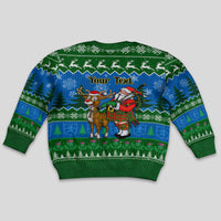 Personalised Scotland Christmas Kid Ugly Christmas Sweater Scottish Santa With Reindeer Nollaig Chridheil - Wonder Print Shop