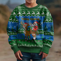 Personalised Scotland Christmas Kid Ugly Christmas Sweater Scottish Santa With Reindeer Nollaig Chridheil - Wonder Print Shop