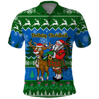 Personalised Scotland Christmas Polo Shirt Scottish Santa With Reindeer Nollaig Chridheil - Wonder Print Shop