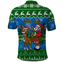 Personalised Scotland Christmas Polo Shirt Scottish Santa With Reindeer Nollaig Chridheil - Wonder Print Shop