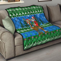 Personalised Scotland Christmas Quilt Scottish Santa With Reindeer Nollaig Chridheil - Wonder Print Shop
