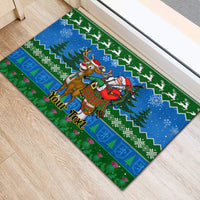 Personalised Scotland Christmas Rubber Doormat Scottish Santa With Reindeer Nollaig Chridheil - Wonder Print Shop