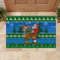 Personalised Scotland Christmas Rubber Doormat Scottish Santa With Reindeer Nollaig Chridheil - Wonder Print Shop