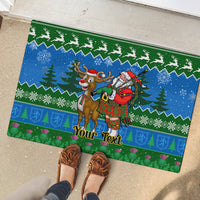Personalised Scotland Christmas Rubber Doormat Scottish Santa With Reindeer Nollaig Chridheil - Wonder Print Shop
