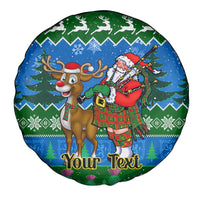 Personalised Scotland Christmas Spare Tire Cover Scottish Santa With Reindeer Nollaig Chridheil - Wonder Print Shop
