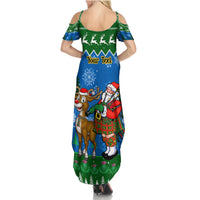 Personalised Scotland Christmas Summer Maxi Dress Scottish Santa With Reindeer Nollaig Chridheil - Wonder Print Shop