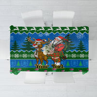 Personalised Scotland Christmas Tablecloth Scottish Santa With Reindeer Nollaig Chridheil - Wonder Print Shop