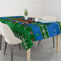 Personalised Scotland Christmas Tablecloth Scottish Santa With Reindeer Nollaig Chridheil - Wonder Print Shop