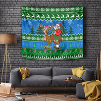 Personalised Scotland Christmas Tapestry Scottish Santa With Reindeer Nollaig Chridheil - Wonder Print Shop