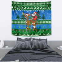 Personalised Scotland Christmas Tapestry Scottish Santa With Reindeer Nollaig Chridheil - Wonder Print Shop